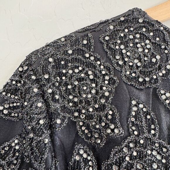 La Femme 26447 Two Tone Satin A-Line V-Neck Gown Platinum Silver Gray - Picture 11 of 16